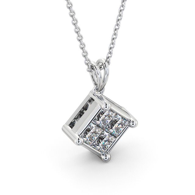 Cluster Princess Diamond Pendant 18K White Gold - Cheadle PNT22_WG_FLAT
