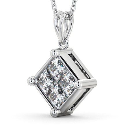 Cluster Princess Diamond Illusion Design Pendant 18K White Gold PNT22_WG_THUMB1 