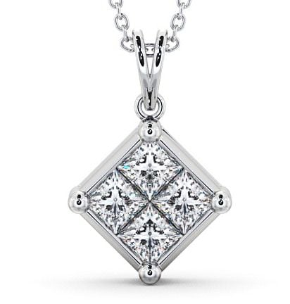  Cluster Princess Diamond Pendant 9K White Gold - Cheadle PNT22_WG_THUMB2 