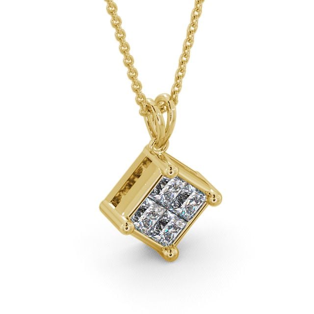 Cluster Princess Diamond Pendant 9K Yellow Gold - Cheadle PNT22_YG_FLAT