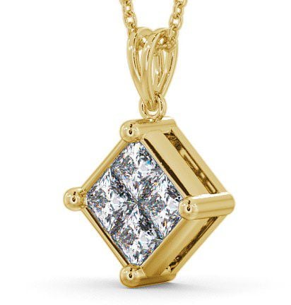 Cluster Princess Diamond Illusion Design Pendant 9K Yellow Gold PNT22_YG_THUMB1 