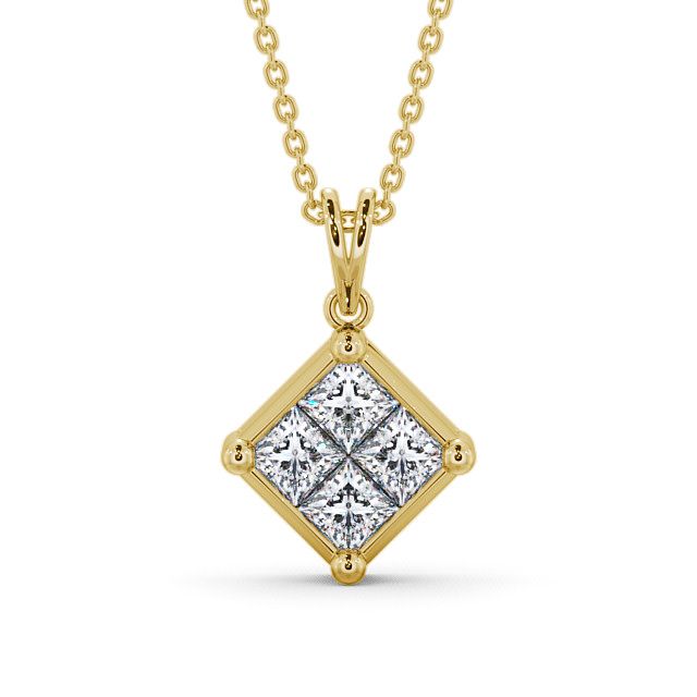 Cluster Princess Diamond Pendant 9K Yellow Gold - Cheadle PNT22_YG_UP