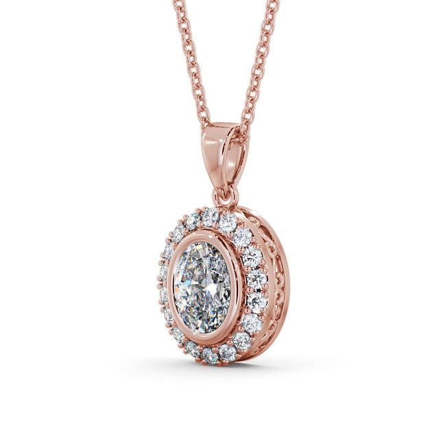 Halo Oval Diamond Pendant 9K Rose Gold - Cleigh PNT23_RG_SIDE