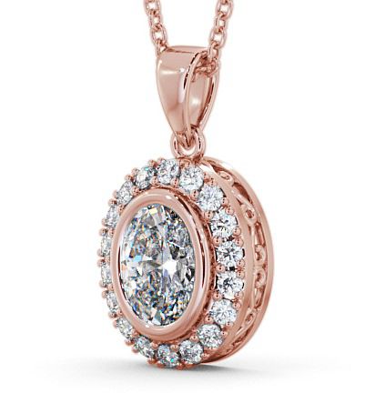 Halo Oval Diamond Elegant Pendant 18K Rose Gold PNT23_RG_THUMB1 
