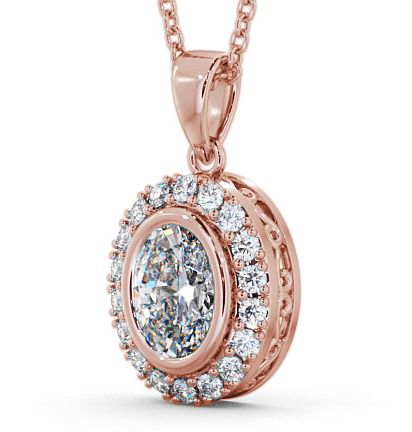 Halo Oval Diamond Elegant Pendant 9K Rose Gold PNT23_RG_THUMB1 