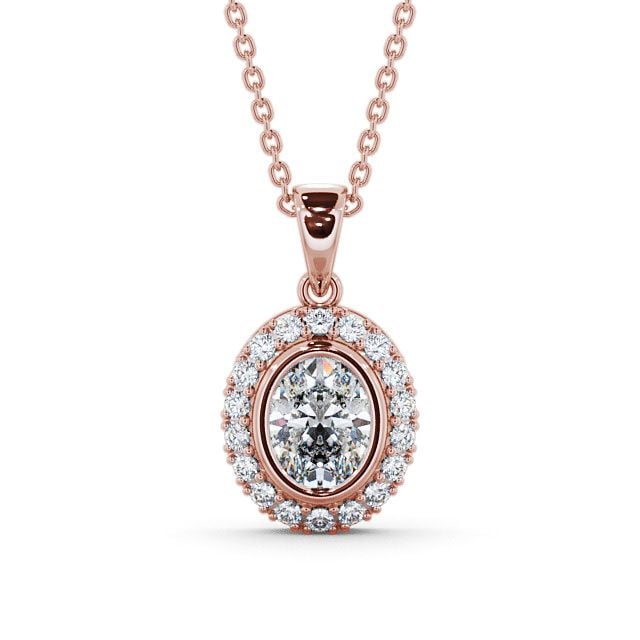 Halo Oval Diamond Pendant 9K Rose Gold - Cleigh PNT23_RG_UP
