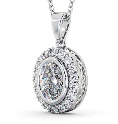 Halo Oval Diamond Elegant Pendant 9K White Gold PNT23_WG_THUMB1