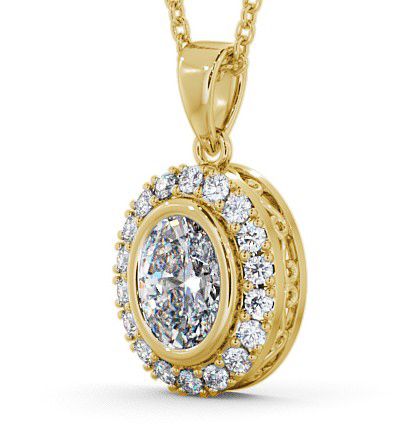 Halo Oval Diamond Elegant Pendant 18K Yellow Gold PNT23_YG_THUMB1
