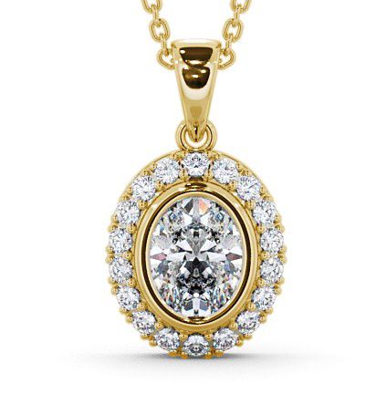  Halo Oval Diamond Pendant 18K Yellow Gold - Cleigh PNT23_YG_THUMB2 