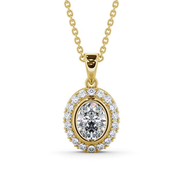 Halo Oval Diamond Pendant 18K Yellow Gold - Cleigh PNT23_YG_UP