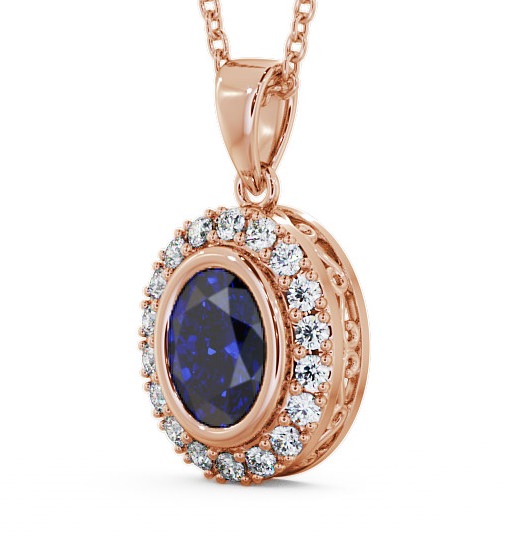  Halo Blue Sapphire and Diamond 1.82ct Pendant 18K Rose Gold - Cleigh PNT23GEM_RG_BS_THUMB1 