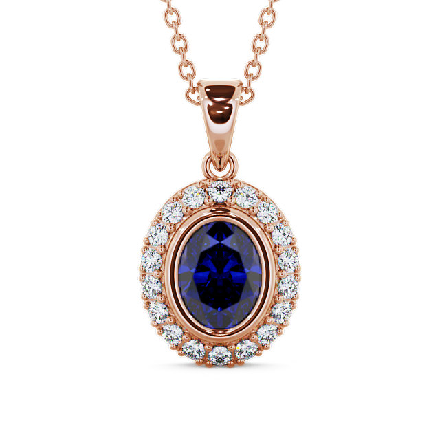 Halo Blue Sapphire and Diamond 1.82ct Pendant 9K Rose Gold - Cleigh PNT23GEM_RG_BS_THUMB2