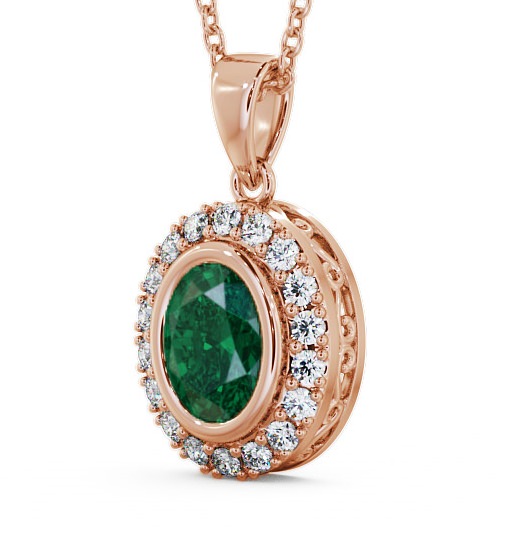 Halo Emerald and Diamond 1.53ct Pendant 18K Rose Gold PNT23GEM_RG_EM_THUMB1