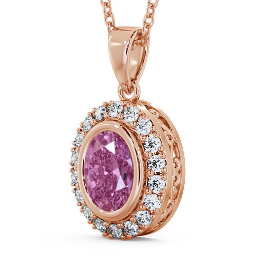  Halo Pink Sapphire and Diamond 1.82ct Pendant 9K Rose Gold - Cleigh PNT23GEM_RG_PS_THUMB1 