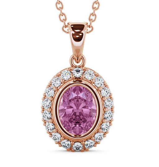  Halo Pink Sapphire and Diamond 1.82ct Pendant 9K Rose Gold - Cleigh PNT23GEM_RG_PS_THUMB2 
