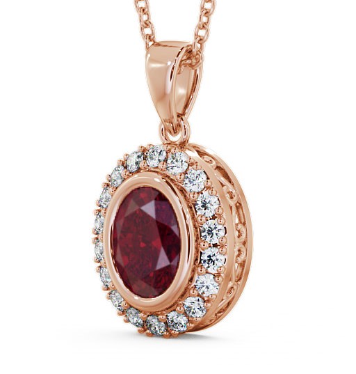 Halo Ruby and Diamond 1.82ct Pendant 9K Rose Gold PNT23GEM_RG_RU_THUMB1