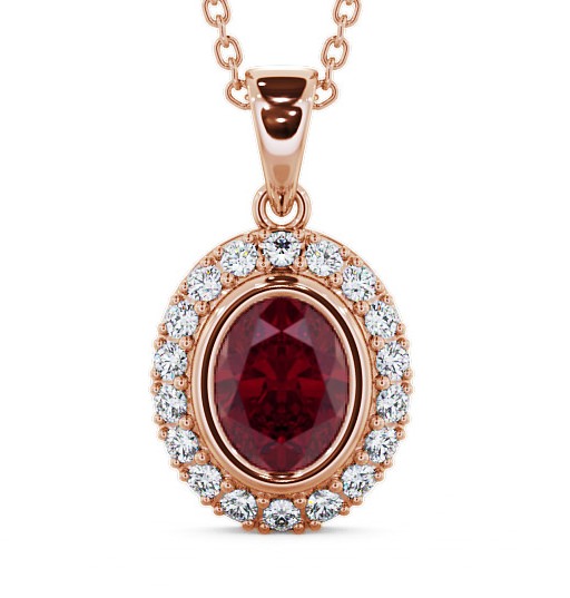  Halo Ruby and Diamond 1.82ct Pendant 18K Rose Gold - Cleigh PNT23GEM_RG_RU_THUMB2 