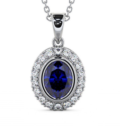  Halo Blue Sapphire and Diamond 1.82ct Pendant 18K White Gold - Cleigh PNT23GEM_WG_BS_THUMB2 