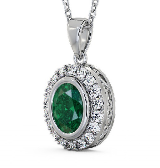 Halo Emerald and Diamond 1.53ct Pendant 18K White Gold PNT23GEM_WG_EM_THUMB1