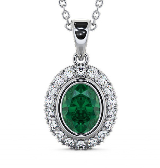  Halo Emerald and Diamond 1.53ct Pendant 18K White Gold - Cleigh PNT23GEM_WG_EM_THUMB2 