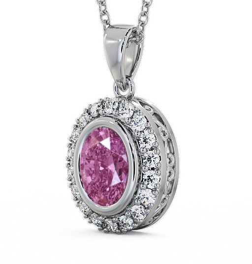 Halo Pink Sapphire and Diamond 1.82ct Pendant 18K White Gold PNT23GEM_WG_PS_THUMB1 