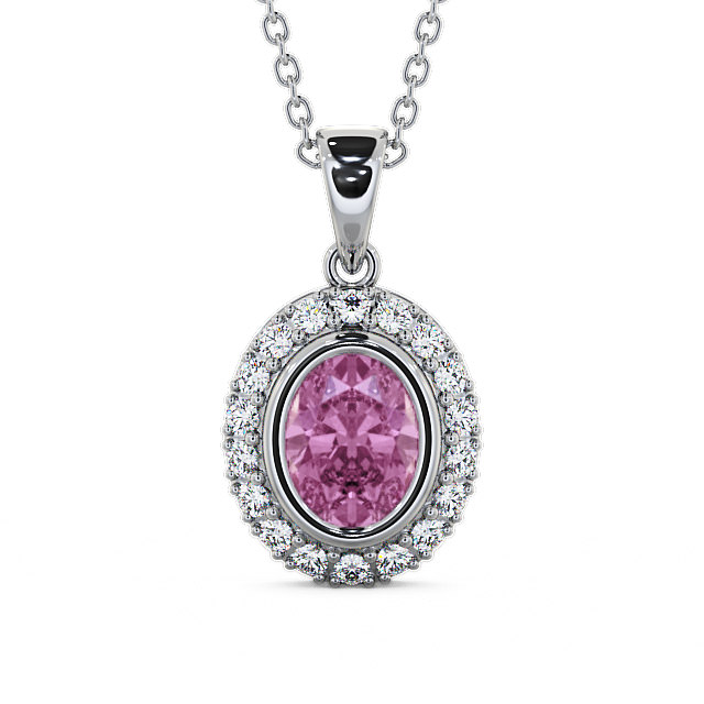 Halo Pink Sapphire and Diamond 1.82ct Pendant 18K White Gold - Cleigh PNT23GEM_WG_PS_THUMB2