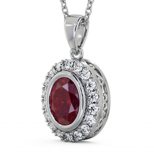 Halo Ruby and Diamond 1.82ct Pendant 9K White Gold - Cleigh PNT23GEM_WG_RU_THUMB1