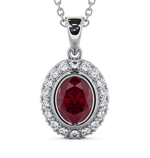  Halo Ruby and Diamond 1.82ct Pendant 18K White Gold - Cleigh PNT23GEM_WG_RU_THUMB2 
