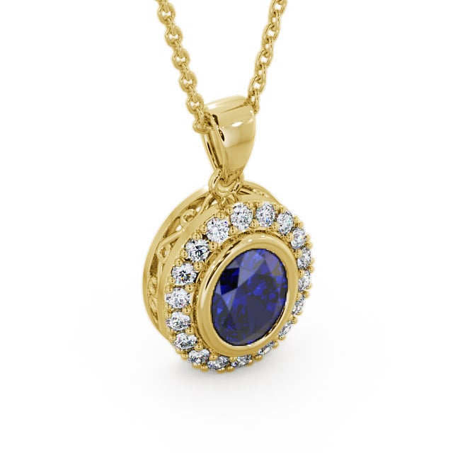 Halo Blue Sapphire and Diamond 1.82ct Pendant 18K Yellow Gold - Cleigh PNT23GEM_YG_BS_THUMB2