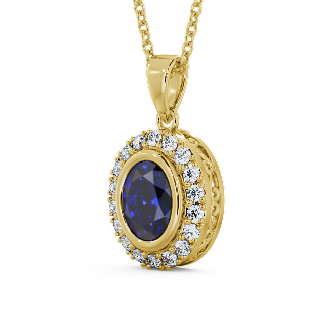 Halo Blue Sapphire and Diamond 1.82ct Pendant 18K Yellow Gold - Cleigh PNT23GEM_YG_BS_THUMB2