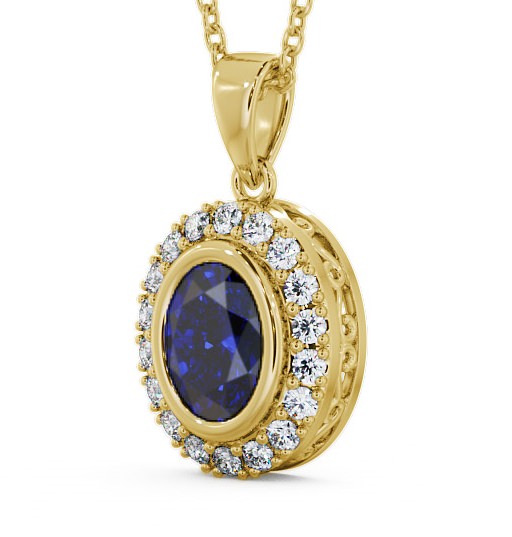 Halo Blue Sapphire and Diamond 1.82ct Pendant 9K Yellow Gold PNT23GEM_YG_BS_THUMB1