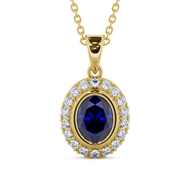 Halo Blue Sapphire and Diamond 1.82ct Pendant 9K Yellow Gold - Cleigh PNT23GEM_YG_BS_THUMB2