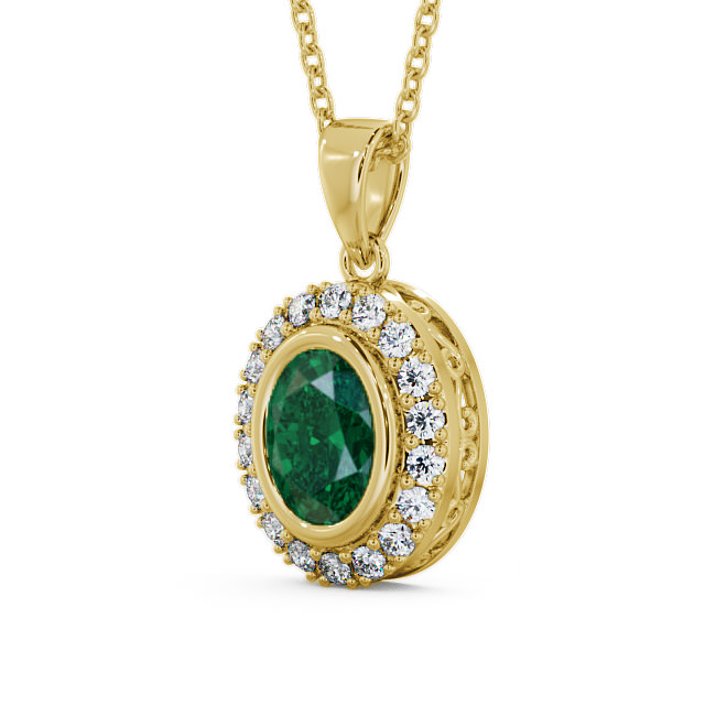 Halo Emerald and Diamond 1.53ct Pendant 18K Yellow Gold - Cleigh PNT23GEM_YG_EM_THUMB2