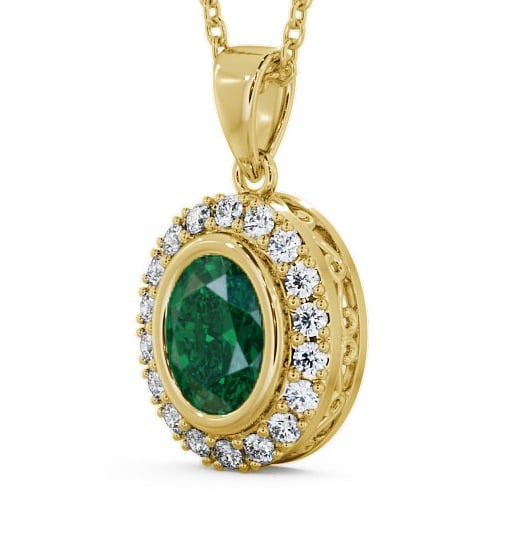 Halo Emerald and Diamond 1.53ct Pendant 9K Yellow Gold - Cleigh PNT23GEM_YG_EM_THUMB1
