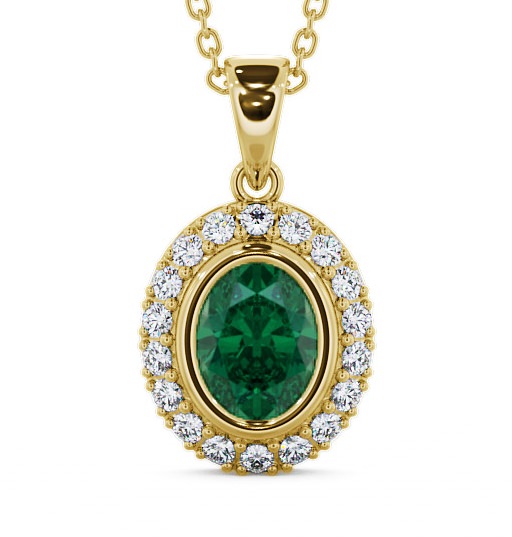  Halo Emerald and Diamond 1.53ct Pendant 9K Yellow Gold - Cleigh PNT23GEM_YG_EM_THUMB2 