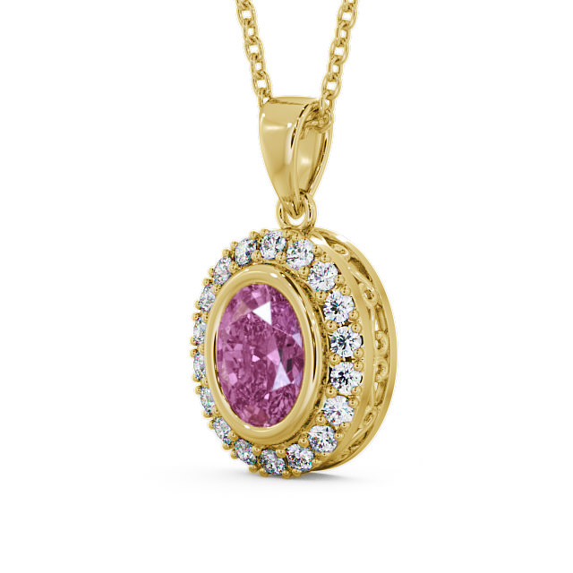 Halo Pink Sapphire and Diamond 1.82ct Pendant 18K Yellow Gold - Cleigh PNT23GEM_YG_PS_THUMB2