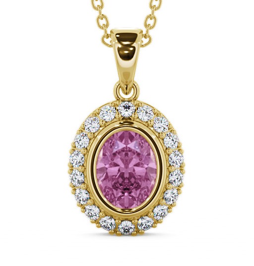  Halo Pink Sapphire and Diamond 1.82ct Pendant 9K Yellow Gold - Cleigh PNT23GEM_YG_PS_THUMB2 