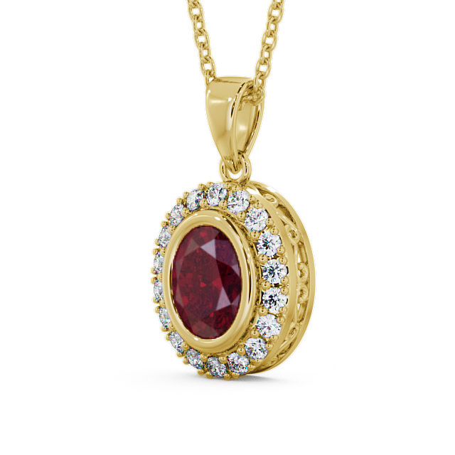 Halo Ruby and Diamond 1.82ct Pendant 18K Yellow Gold - Cleigh PNT23GEM_YG_RU_THUMB2