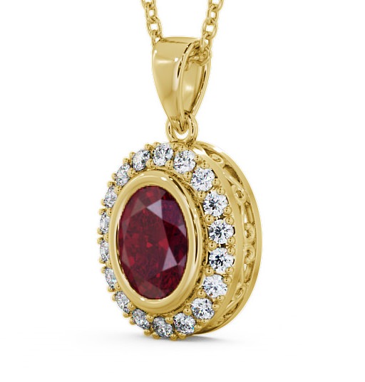 Halo Ruby and Diamond 1.82ct Pendant 18K Yellow Gold PNT23GEM_YG_RU_THUMB1