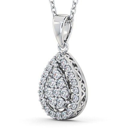 Cluster Round Diamond Pear Design Pendant 18K White Gold PNT24_WG_THUMB1 