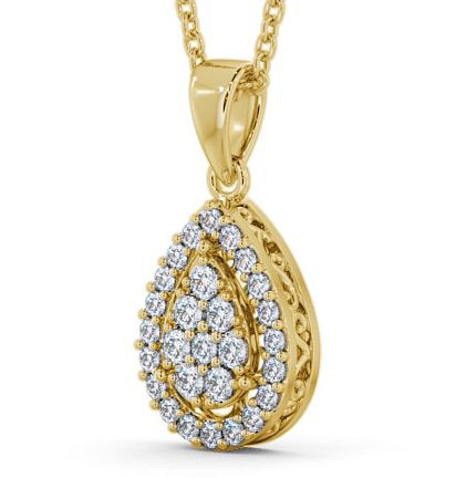 Cluster Round Diamond Pear Design Pendant 18K Yellow Gold PNT24_YG_THUMB1 