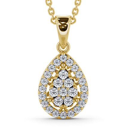 Cluster Round Diamond Pear Design Pendant 9K Yellow Gold PNT24_YG_THUMB2 