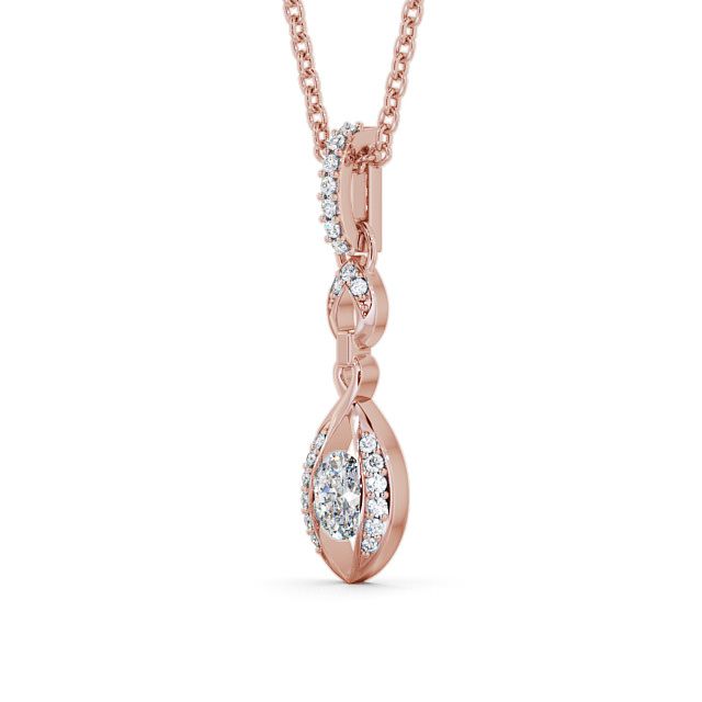 Drop Oval Diamond 0.48ct Pendant 18K Rose Gold - Ingoe PNT25_RG_SIDE