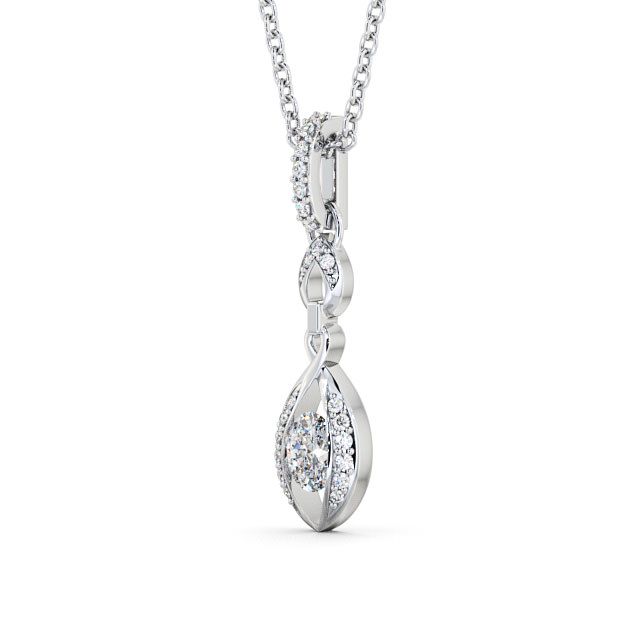 Drop Oval Diamond 0.48ct Pendant 18K White Gold - Ingoe PNT25_WG_SIDE