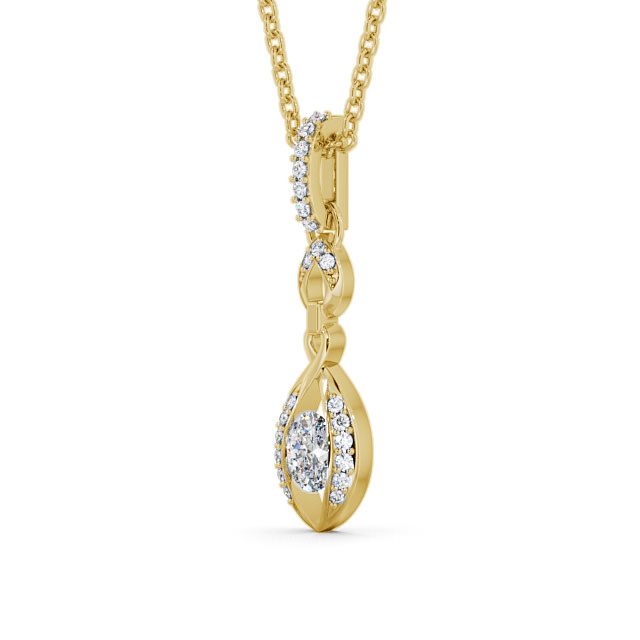 Drop Oval Diamond 0.48ct Pendant 18K Yellow Gold - Ingoe PNT25_YG_SIDE