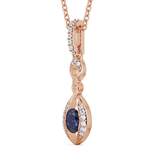  Drop Style Blue Sapphire and Diamond 0.69ct Pendant 9K Rose Gold - Ingoe PNT25GEM_RG_BS_THUMB1 
