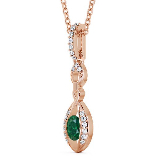  Drop Style Emerald and Diamond 0.61ct Pendant 18K Rose Gold - Ingoe PNT25GEM_RG_EM_THUMB1 