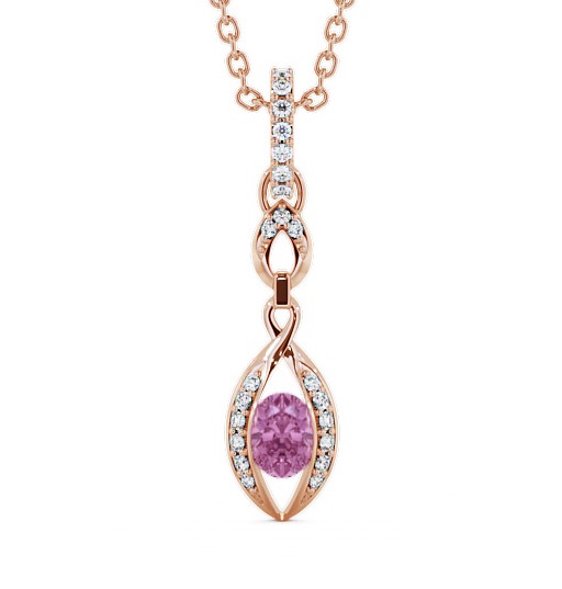  Drop Style Pink Sapphire and Diamond 0.69ct Pendant 9K Rose Gold - Ingoe PNT25GEM_RG_PS_THUMB2 