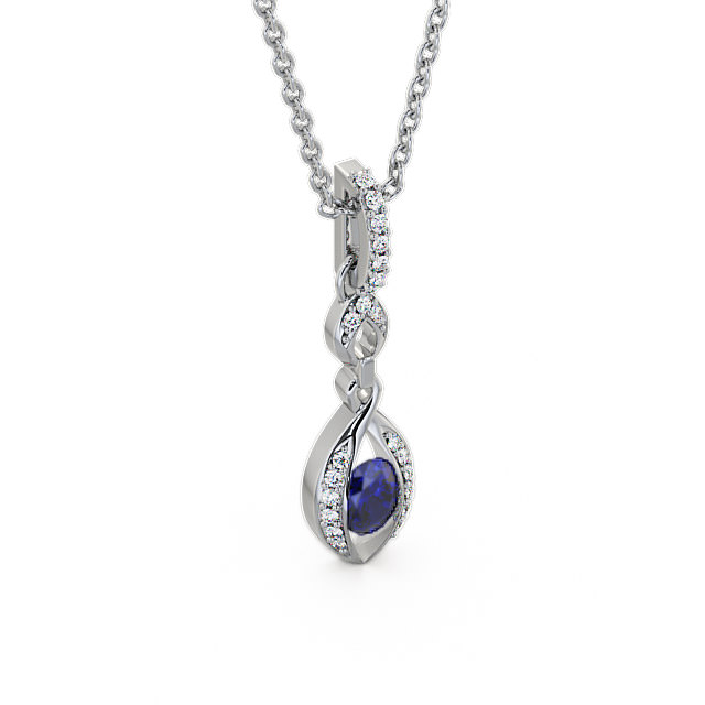 Drop Style Blue Sapphire and Diamond 0.69ct Pendant 18K White Gold - Ingoe PNT25GEM_WG_BS_THUMB2