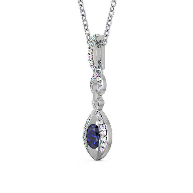 Drop Style Blue Sapphire and Diamond 0.69ct Pendant 9K White Gold - Ingoe PNT25GEM_WG_BS_THUMB2